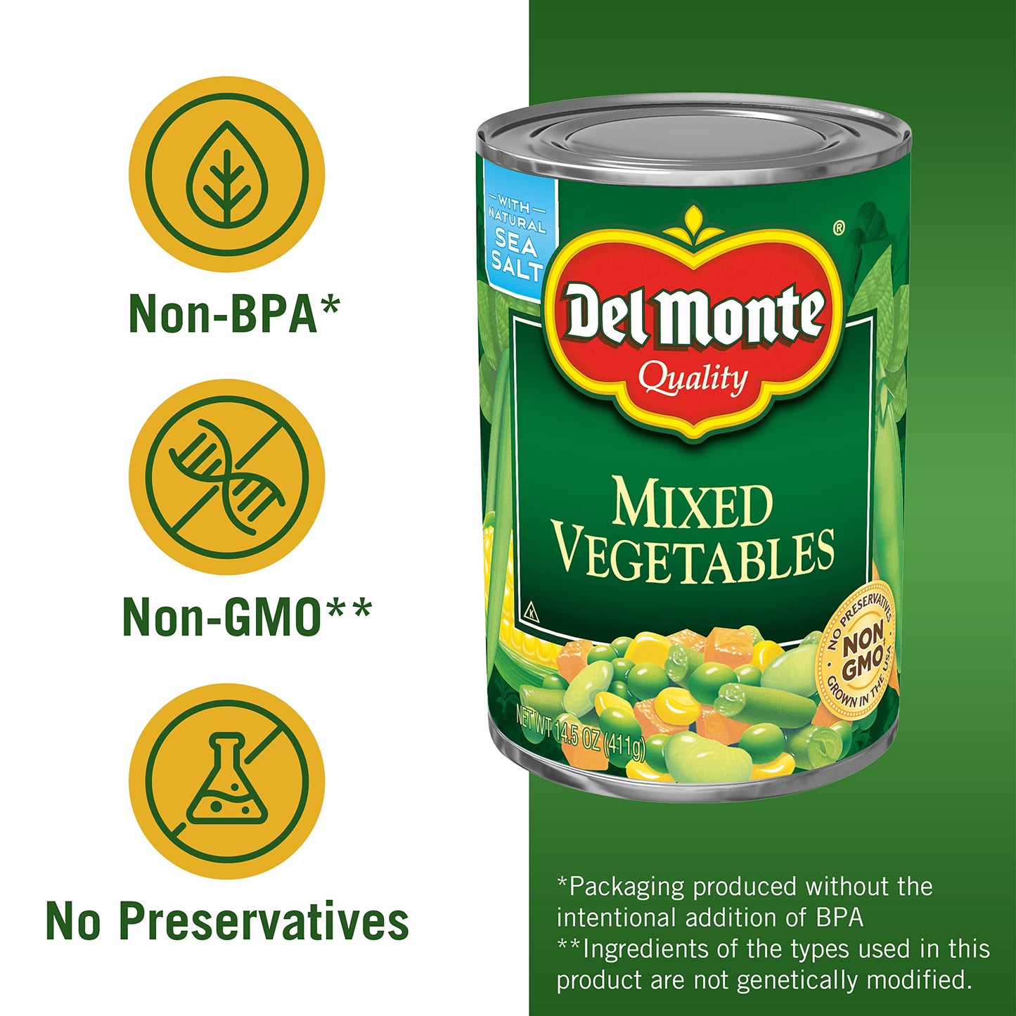 Del Monte, Mixed Vegetables, 14.5oz Can (Pack of 6)
