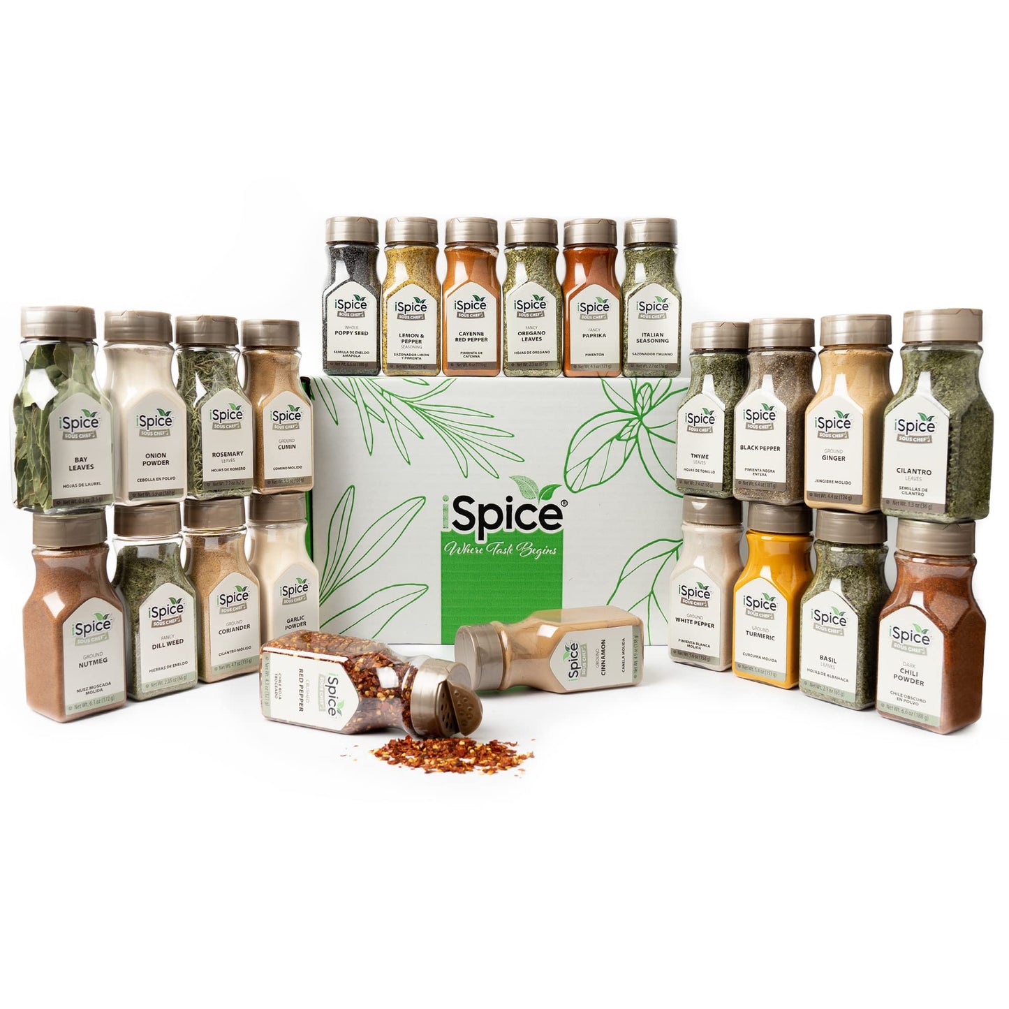 iSpice Gourmet Spice Set - 24-Pack Seasoning Collection for Cooking - 0.04 Ounce Each