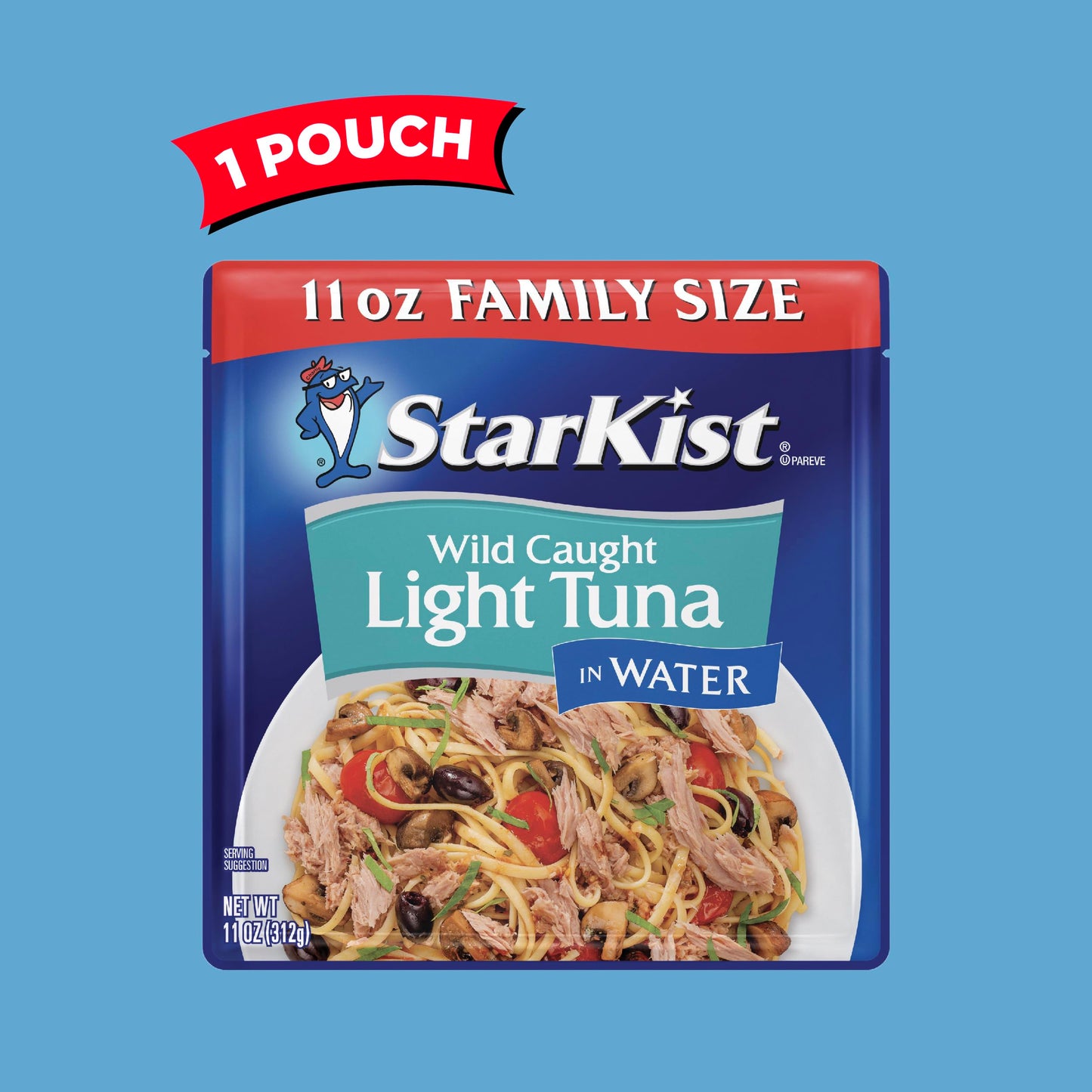 StarKist Chunk Light Tuna in Water, 11 oz Pouch (1 Pack) Ready to Eat Wild Caught Tuna, 19g Protein Per Serving, 80 Calories Per