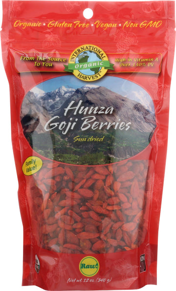 INTERNATIONAL HARVEST Organic Raw Hunza Goji Berries, 12 OZ
