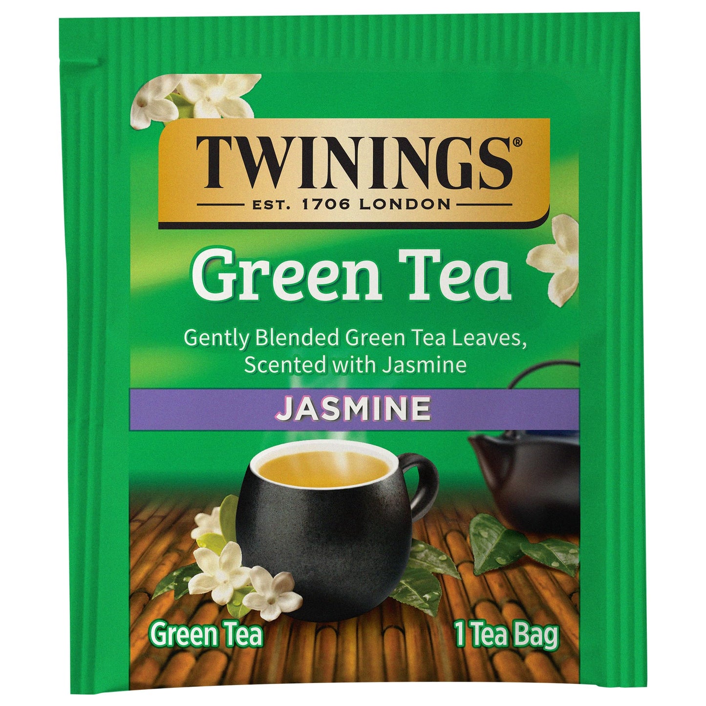 Twinings Green Tea With Jasmine, 20 Count (Pack Of 6), Individually Wrapped Bags, Fragrant Floral Scent, Caffeinated, Enjoy Hot Or Iced