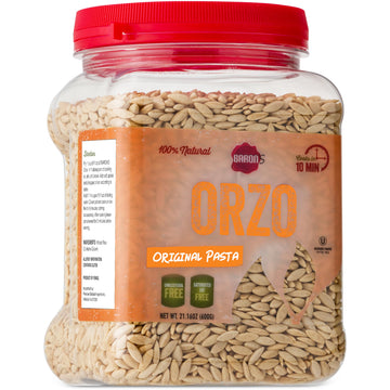 Barons Orzo Pasta Original | 1 Pack Of 21.16Oz Kosher Jars | Natural Israeli Rice-Shaped Orzo For Soups, Casseroles & Salads | C