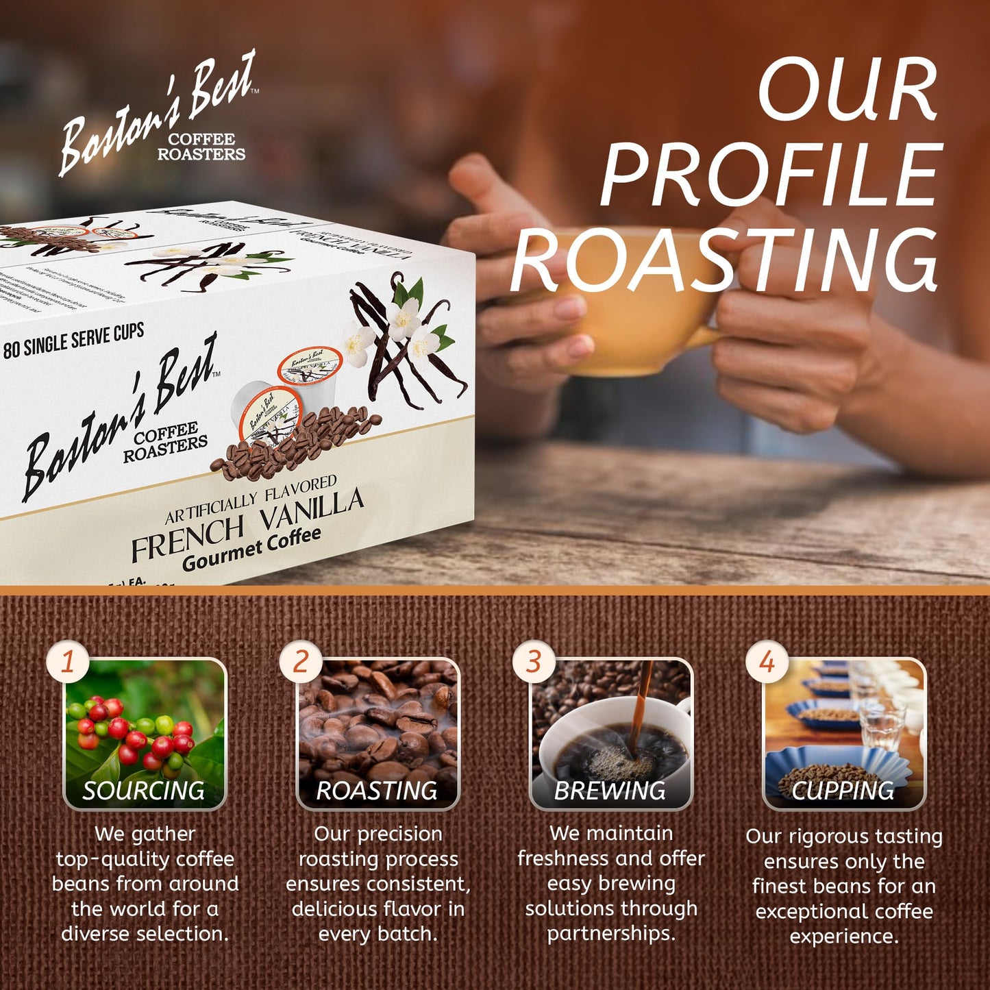 Bostons Best French Vanilla Medium Roast Coffee Pods Compatible with Keurig, 80 Count