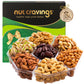 Nut Cravings Gourmet Collection - Rosh Hashana & Shana Tova Mixed Nuts Gift Basket In Green Gold Box (7 Assortments, 2 Lb) Arran