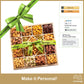 Nut Cravings - Thanksgiving Mixed Nuts Gift Basket In Reusable Diamond Wooden Tray + Green Ribbon (13 Assortments) Holiday Xmas Christmas Food Arrangement Healthy Snack Care Package