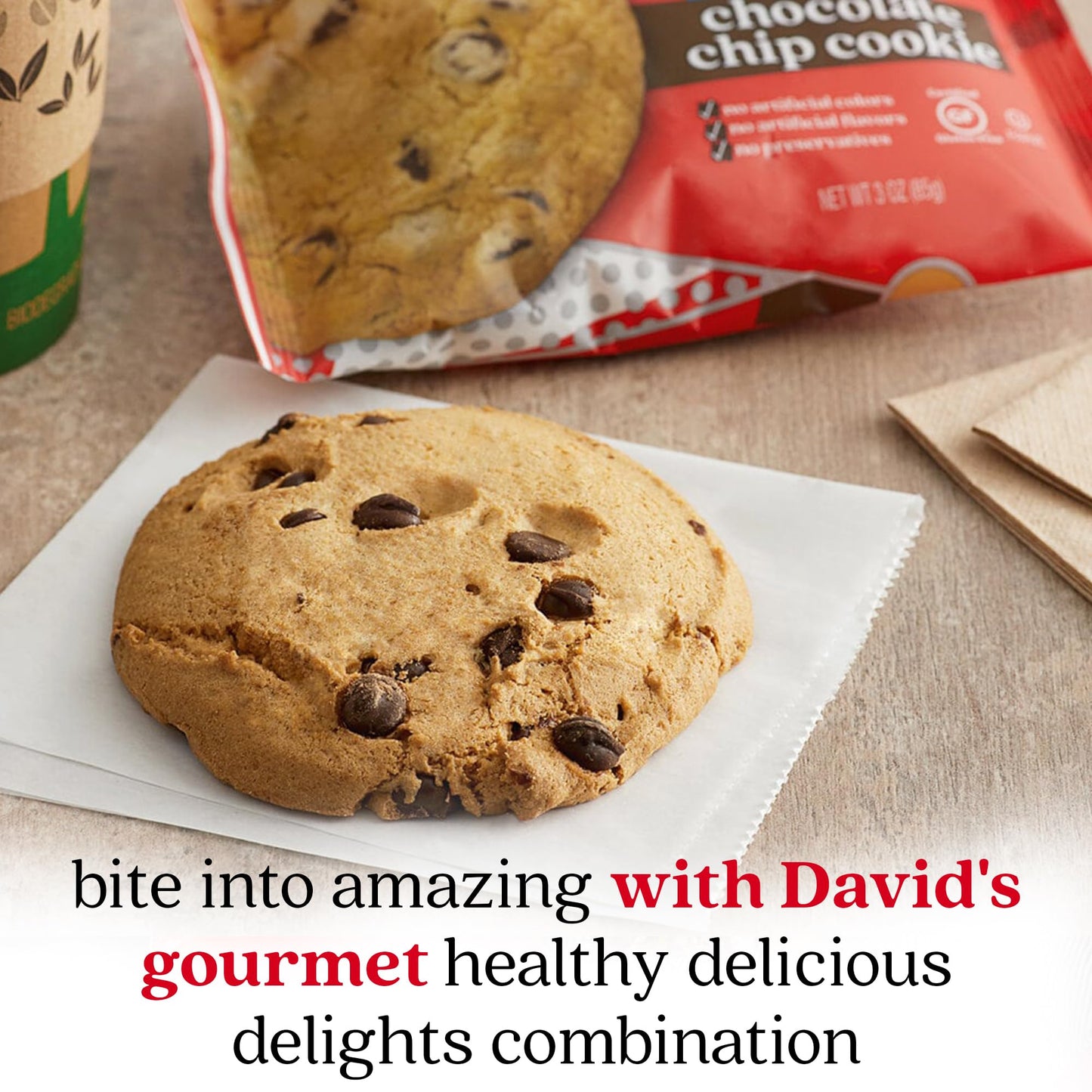 Davids Cookies Gluten-Free Chocolate Chip Cookies 9-pack - Gourmet Cookies with No Added Preservatives - Fresh Bakery Dessert -