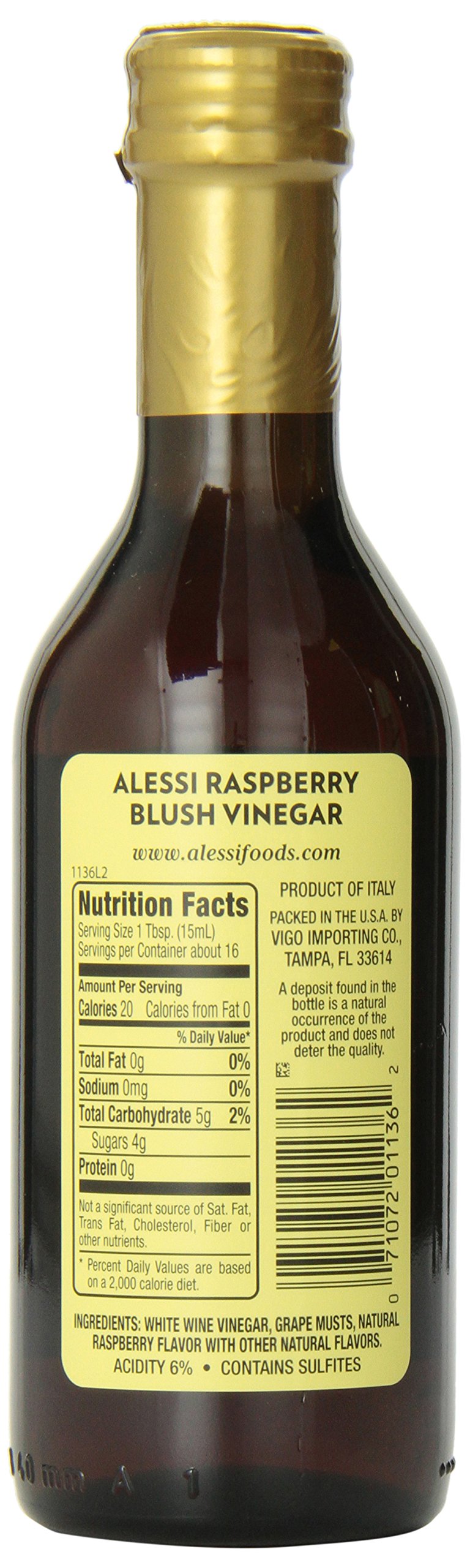 Alessi, White Balsamic Raspberry Vinegar, 8.50-Ounce (Pack of 6)