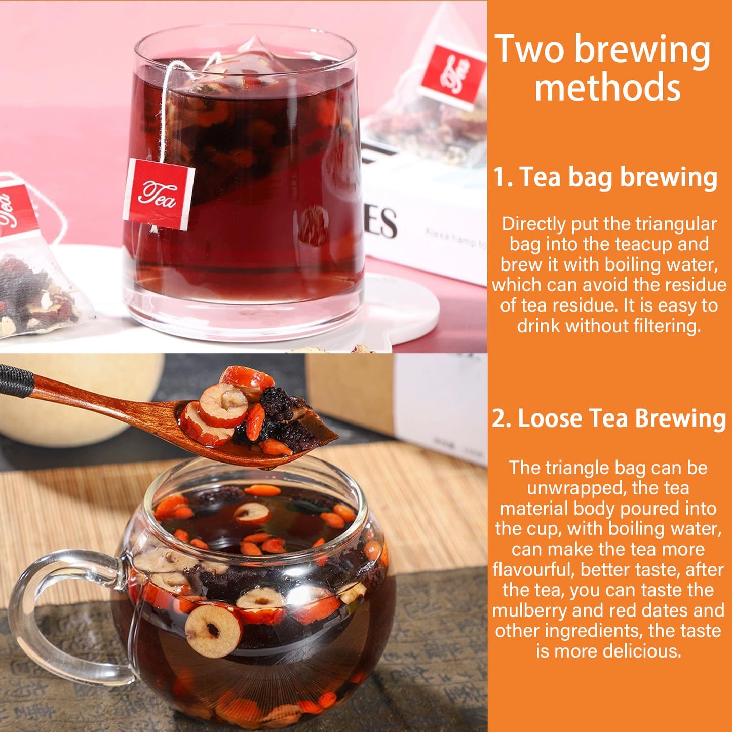 Ginseng Five Treasures Tea Kidney Tea - Kidney Cleanse Ginseng Six Treasures Teas  6 Precious Ingredients Red Date Wolfberry Mulberry Natural Organic Detox Teabag for Women & Men (2 Bag(40 Teabag))
