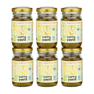 Green Thai Curry Paste ORGANIC. VEGAN. DAIRY FREE. SUGAR FREE. KETO FRIENDLY. MADE IN THAILAND. Case of 6 x 4.23 oz Glass Jars
