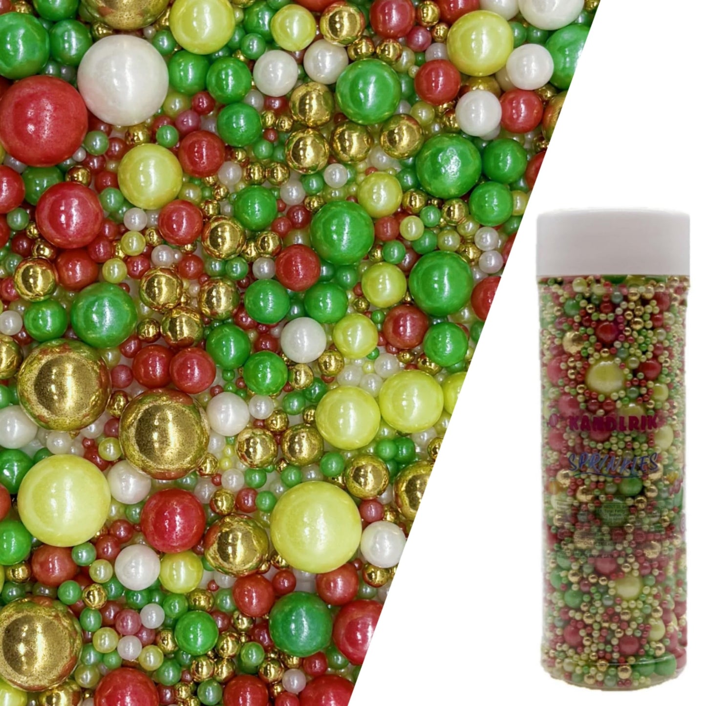 Edible Christmas Mixed Colour Sugar Pearls Sprinkles Candy Mix Size Pearls Cake Decorations Cupcake Toppers Decorating Perfect f