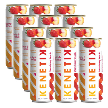 Kenetik Nootropic Ketone Drink, Caffeine & Sugar Free, Strawberry Peach, 12 Fl Oz (Pack of 12)