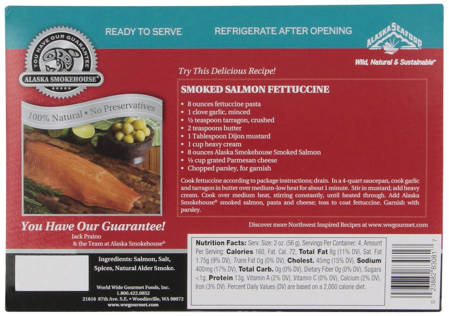 Alaska Smokehouse Smoked Sockeye Fillet Gift Box, 8-Ounce, Pack of 1