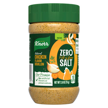Knorr Zero Salt Powder Bouillon Natural Chicken Flavor Bouillon For Sauces, Gravies And Soups, With No Artificial Flavors Or Preservatives 2.6 Oz