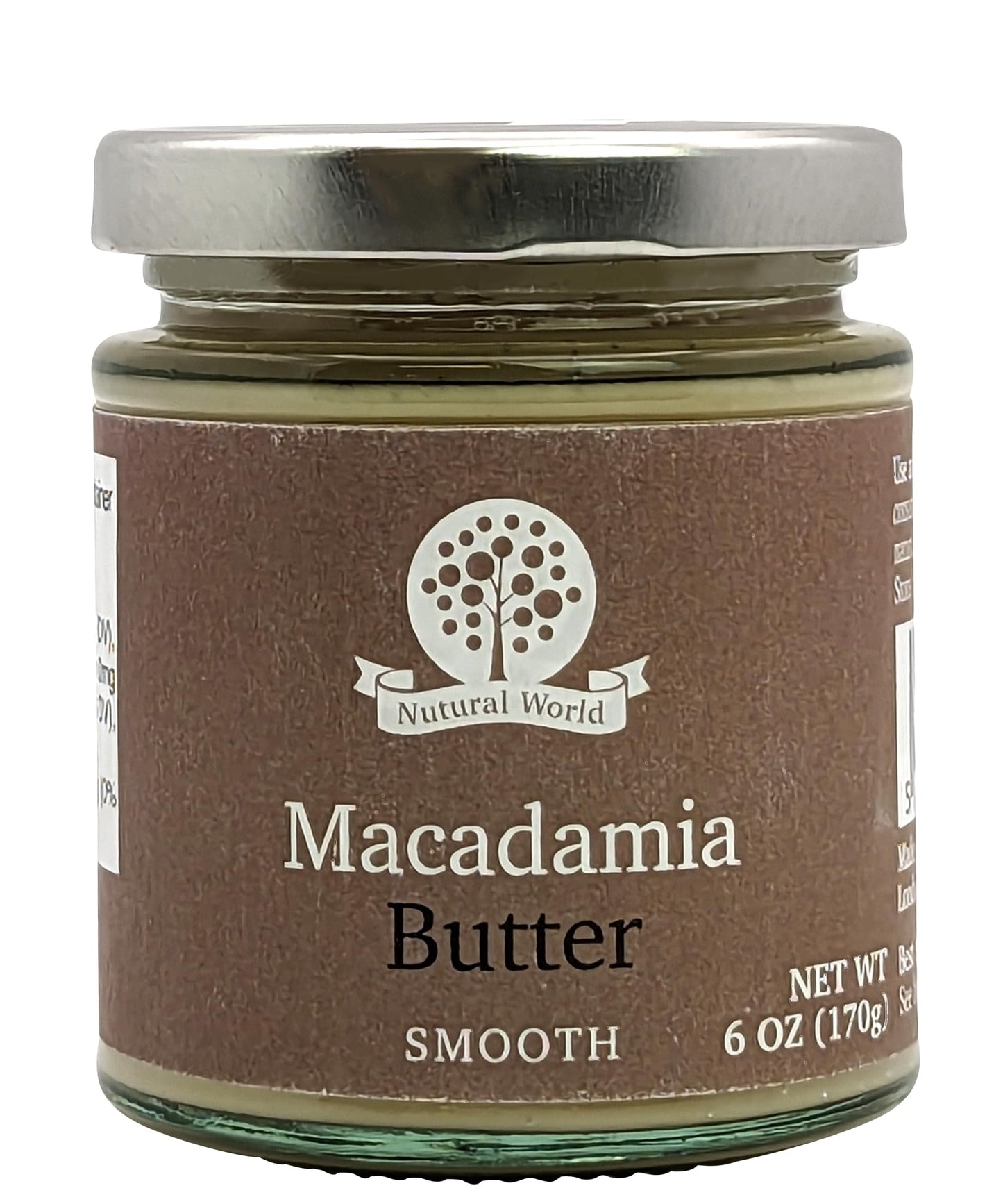 Nutural World - Smooth Macadamia Nut Butter 6 Oz (170G) / 100% Pure Single Ingredient