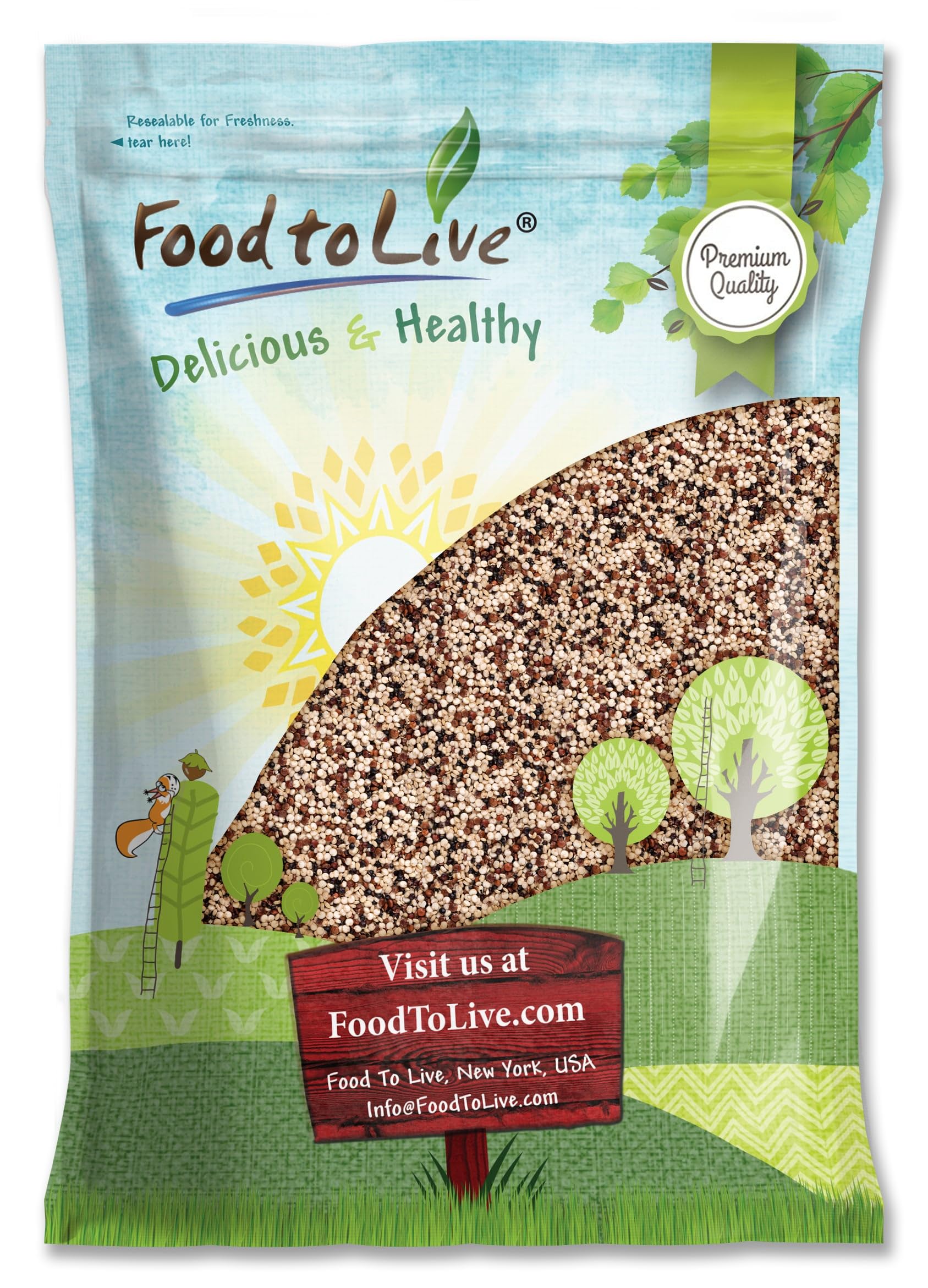 Food to Live Tri-Color Quinoa Grain, 12 Pounds - Blend of White, Black, and Red Whole Seeds. Pre-Washed and Ready to Cook. A Nut