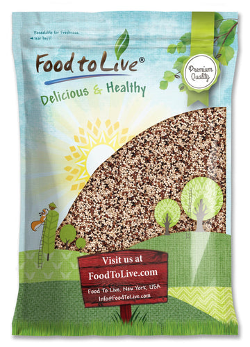 Food to Live Tri-Color Quinoa Grain, 12 Pounds - Blend of White, Black, and Red Whole Seeds. Pre-Washed and Ready to Cook. A Nut
