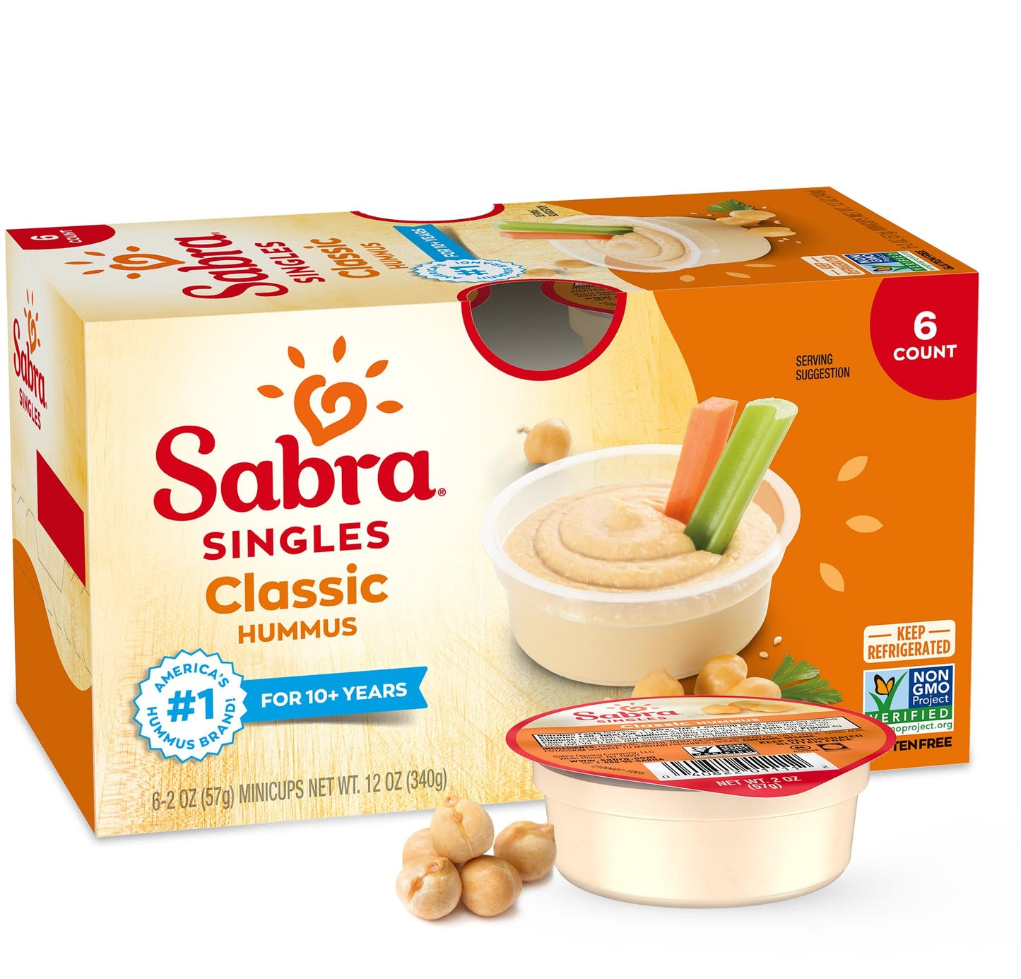 Sabra Classic Hummus Singles, 2 Oz, 6ct Box
