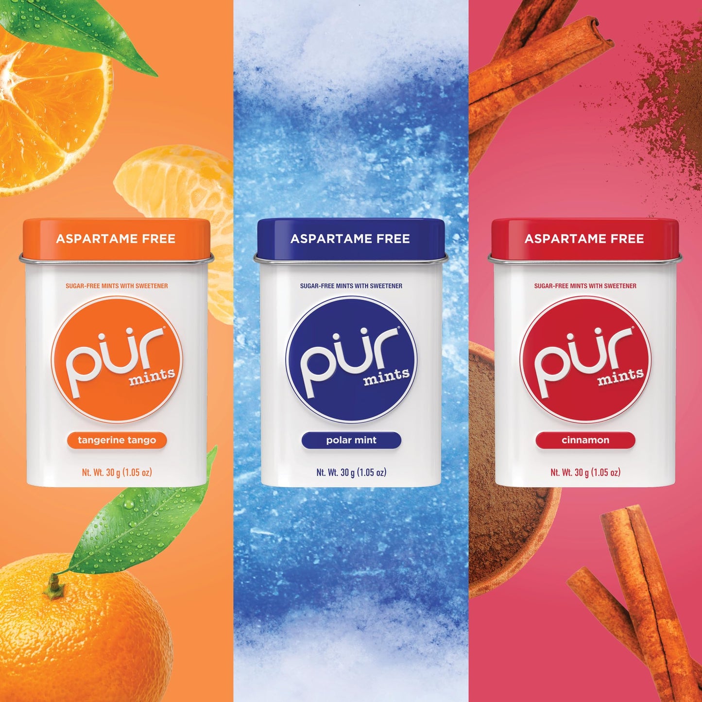 PUR Mints Variety Pack | Sugar Free, Vegan, Keto Friendly, Aspartame Free | Made with Xylitol | 30 Pieces (Pack of 5)