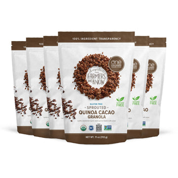 One Degree Organic Foods Sprouted Oat Quinoa Cacao Gluten Free Granola - Usda Organic, Vegan (11 Oz. - 6 Pack)