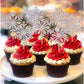 30 PCS Silver Snowflake Cupcake Toppers Glitter Winter Frozen Theme Snowflake Cupcake Picks for Winter Wonderland Baby Shower Bi