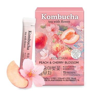 KKOKDAM Kombucha Tea 15 Packs - Orange & Marigold Korean Tea - Kombucha Drinks Probiotic Support, Low Calorie, Sugar Free Kombuc