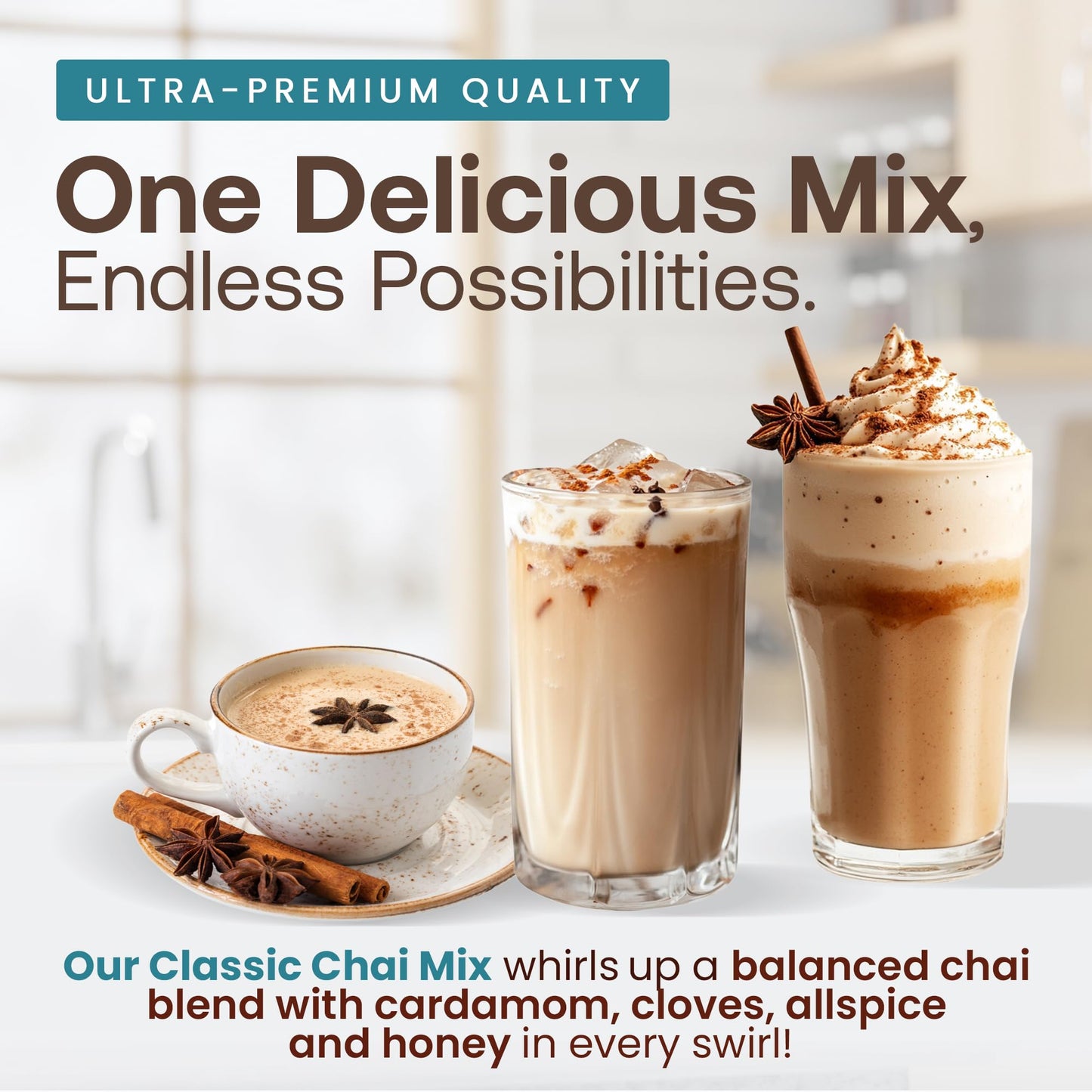 Dr. Smoothie Spiced Chai Beverage Mix – No Artificial Ingredients – 56 oz (3.5 lb) – 26 Servings
