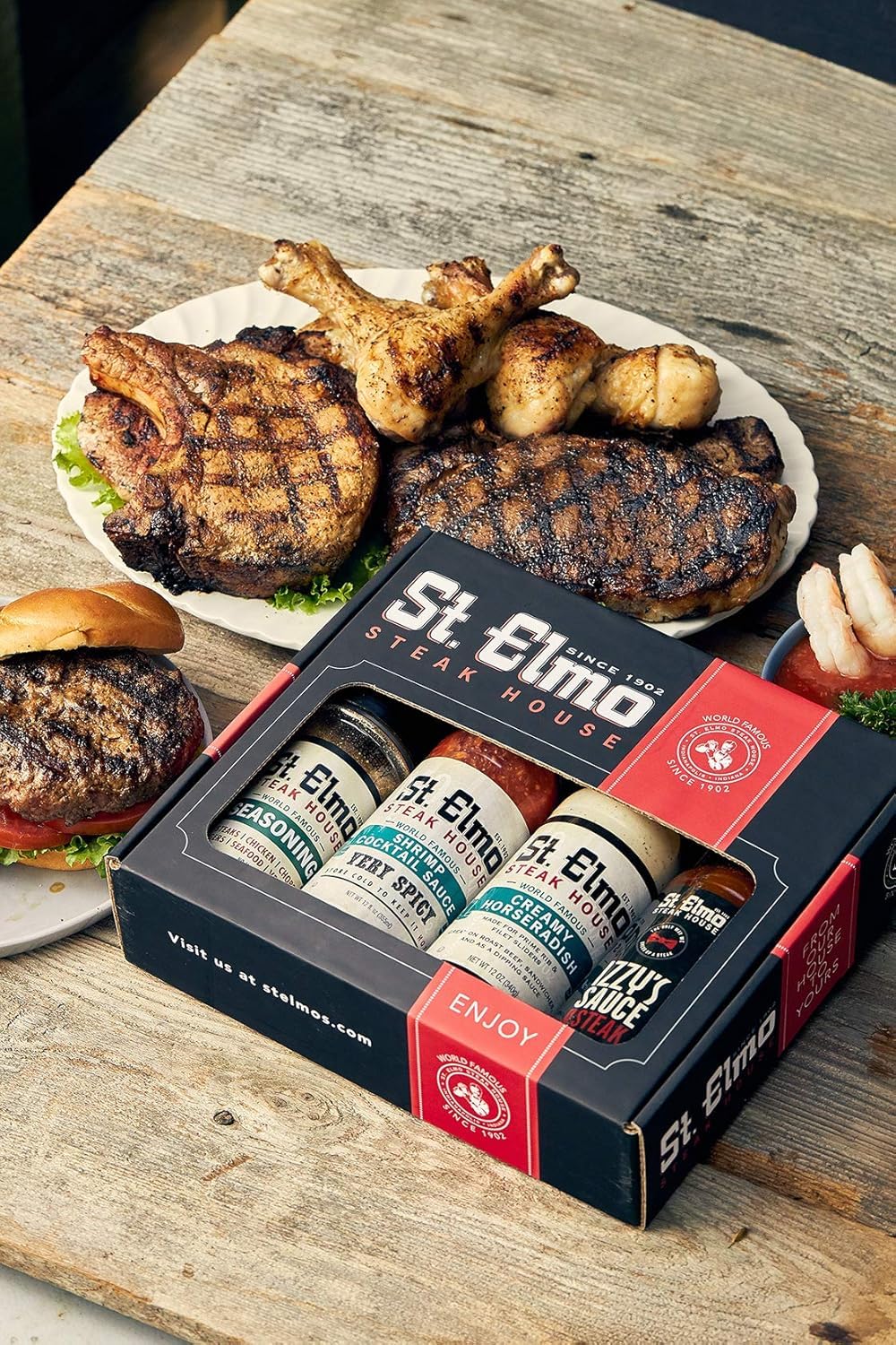 Steak House Gift Box (Steak Sauce, Creamy Horseradish, Cocktail Sauce, Seasoning)