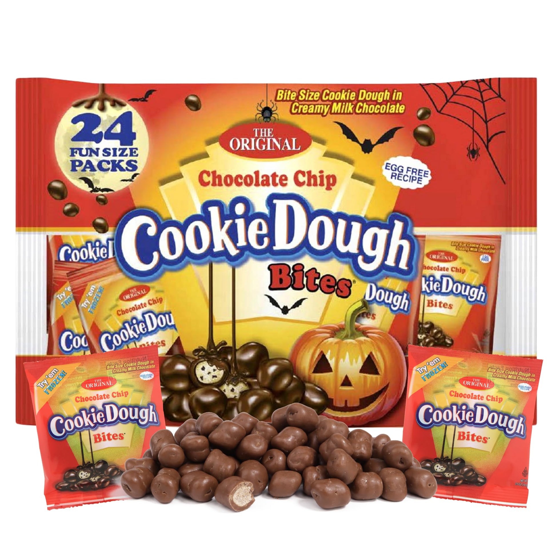 Halloween Chocolate Chip Cookie Dough Bites  24 Individual Pouches  Perfect Trick or Treat Pass Out Candy  12 Ounces