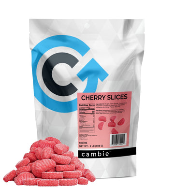 Cambie - Cherry Slices Gummy Candy, Sugar Coated Natural Cherry Flavor, Soft & Chewy Texture, Perfect For Snacking, Sharing, & D
