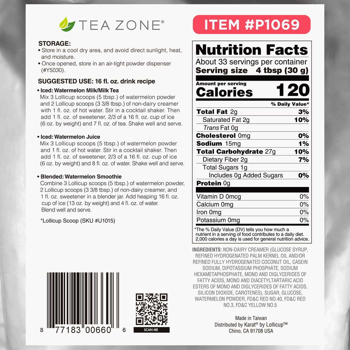 Tea Zone 2.2 Lb Watermelon Powder