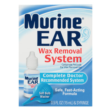 Murine Ear Wax Removal System | Complete Doctor Recommended System | 0.5 Ear Wax Removal Drops + Soft Bulb Washer