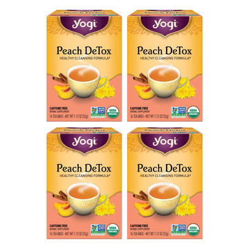Yogi Tea Peach Detox Tea - 16 Tea Bags Per Pack (4 Packs) - Organic Detox Tea To Feel Refreshed - Includes Cinnamon Bark, Ginger