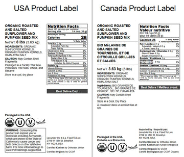 Food to Live Organic Dry Roasted Sunflower and Pumpkin Seed Mix with Himalayan Salt, 8 Pounds - Oven Roasted, Lightly Salted, No