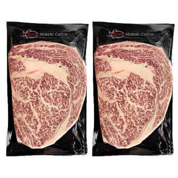 Nordic Catch A5 Japanese Wagyu Beef Ribeye Steak, 16oz (Pack of 2), Skin-Packed, Fresh, Authentic Kagoshima Reserve