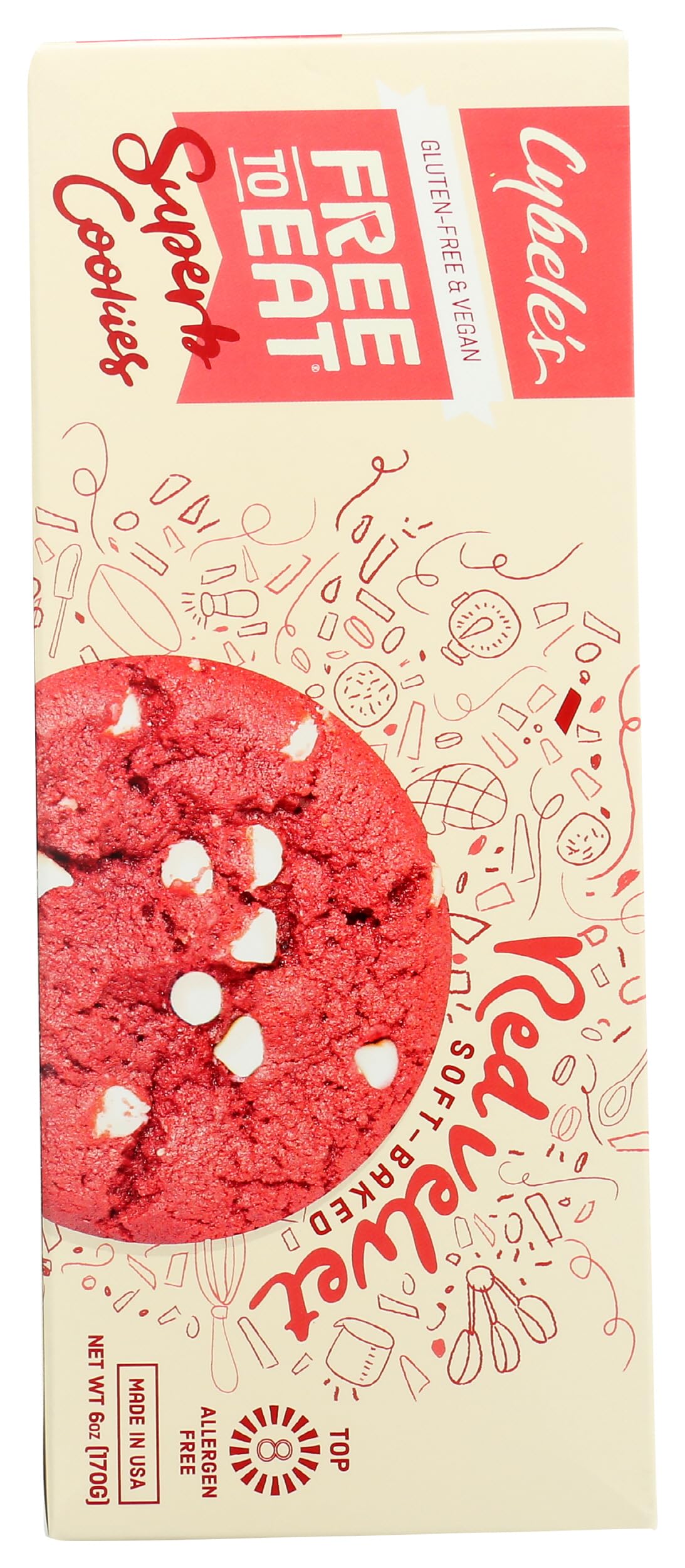 CYBELES FREE TO EAT Red Velvet Cookies, 6 OZ
