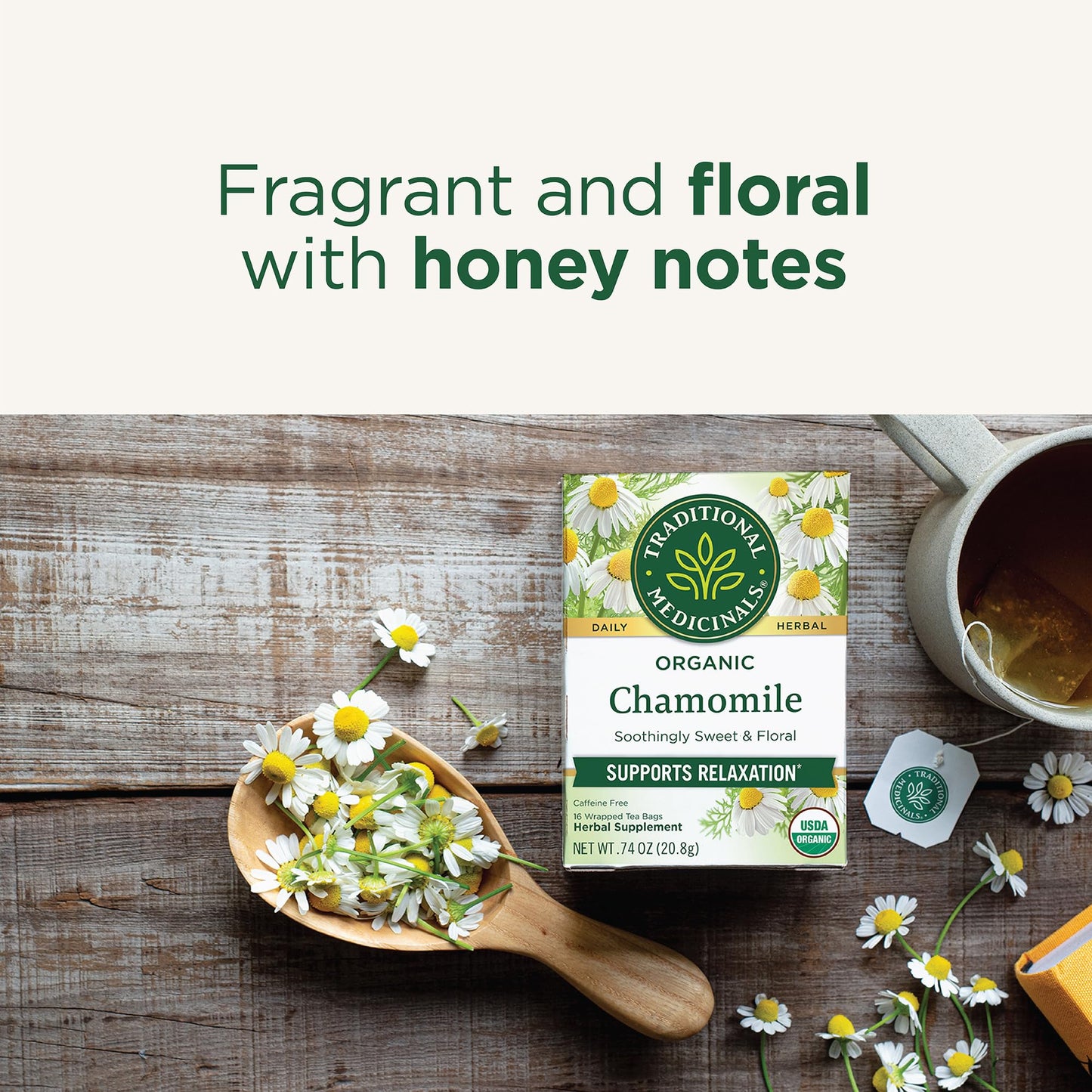 Traditional Medicinals Tea, Organic Chamomile, Calming, Calms Your Nerves, Supports Healthy Digestion, 96 Tea Bags (6 Pack)