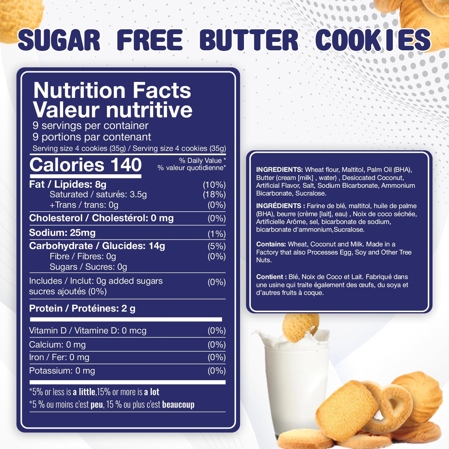 Sugar Free Butter Cookies 36 Count Traditional Danish Cookies, Premium Assorted Shortbread Cookies For Diabetics (1 Pk, 11 Ounce