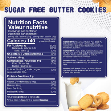 Sugar Free Butter Cookies 36 Count Traditional Danish Cookies, Premium Assorted Shortbread Cookies For Diabetics (1 Pk, 11 Ounce