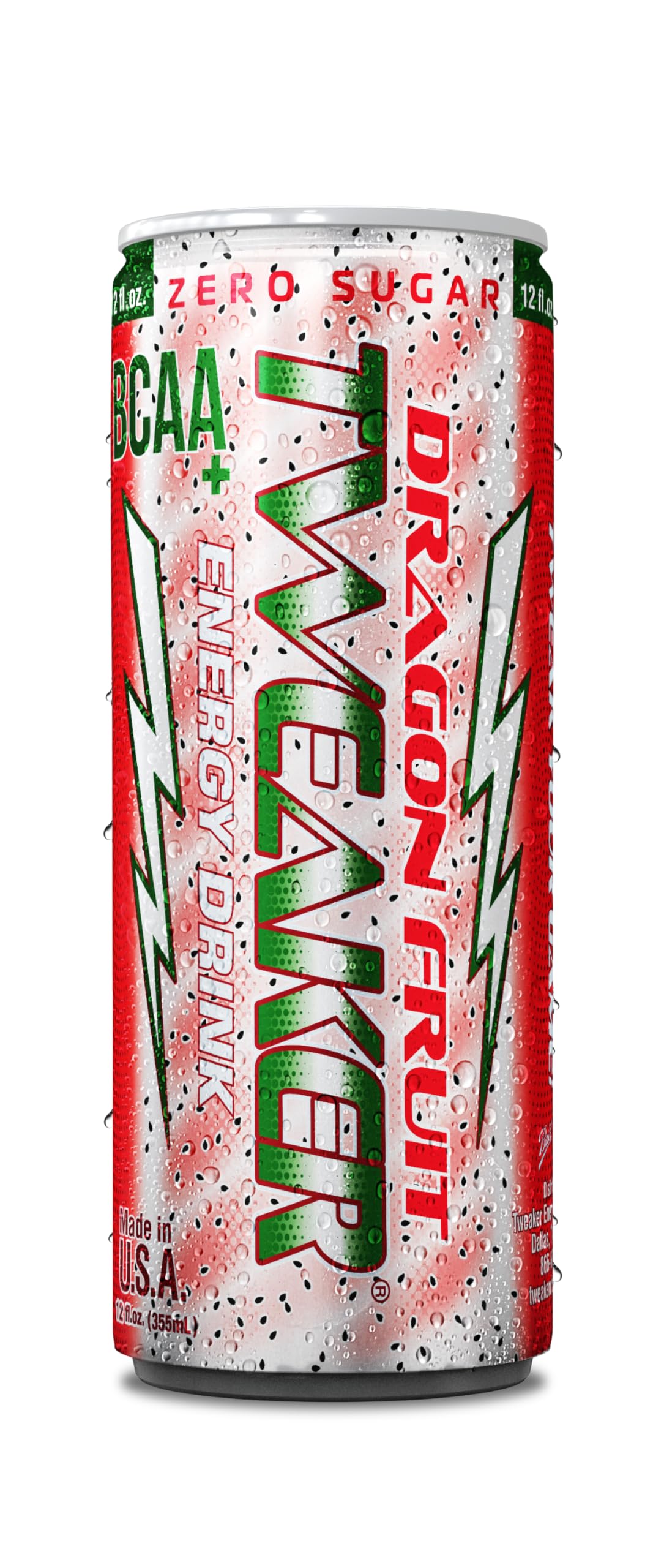 Tweaker Energy Drink Pre Workout - Sugar Free, Low Calorie, 110 mg Caffeine, 12 oz (Pack of 12) - Dragon Fruit Flavor