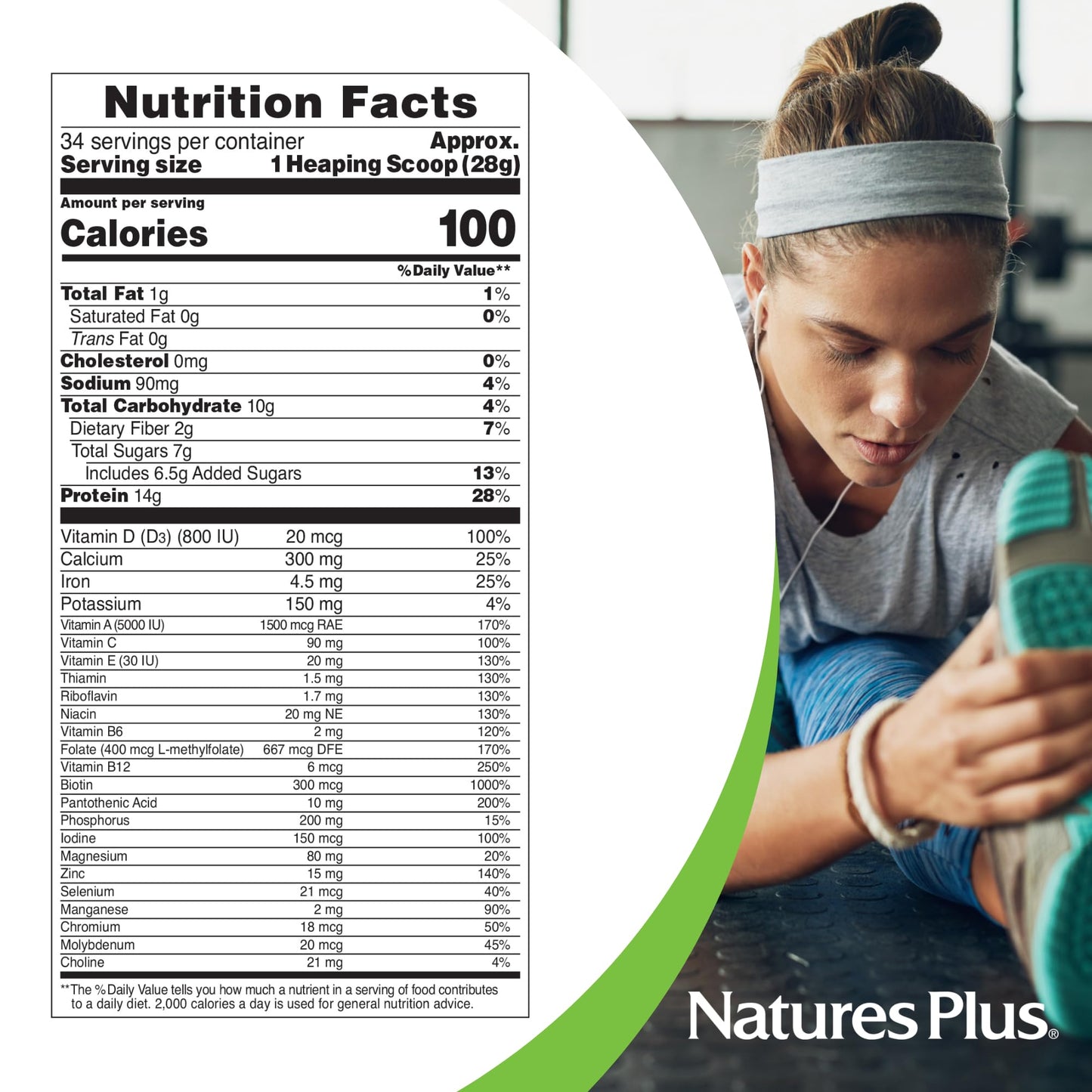 Natures Plus SPIRU-TEIN Shake - Plant Based Protein Powder - Chocolate - 2.1 lbs - 34 Servings - Vegetarian, Gluten-Free