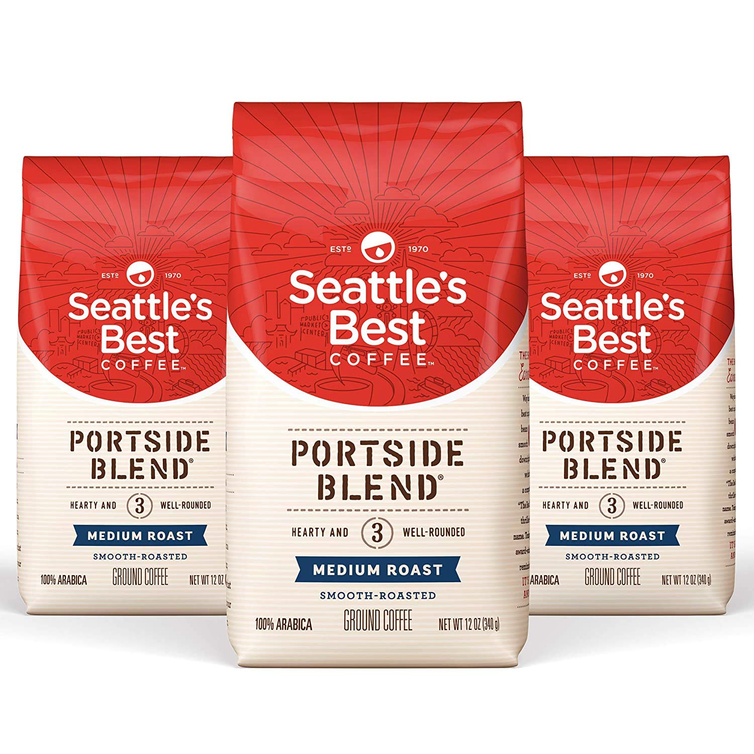 Seattles Best Coffee Portside Blend Medium Roast Ground Coffee, 12 Ounce Bags, Pack of 3