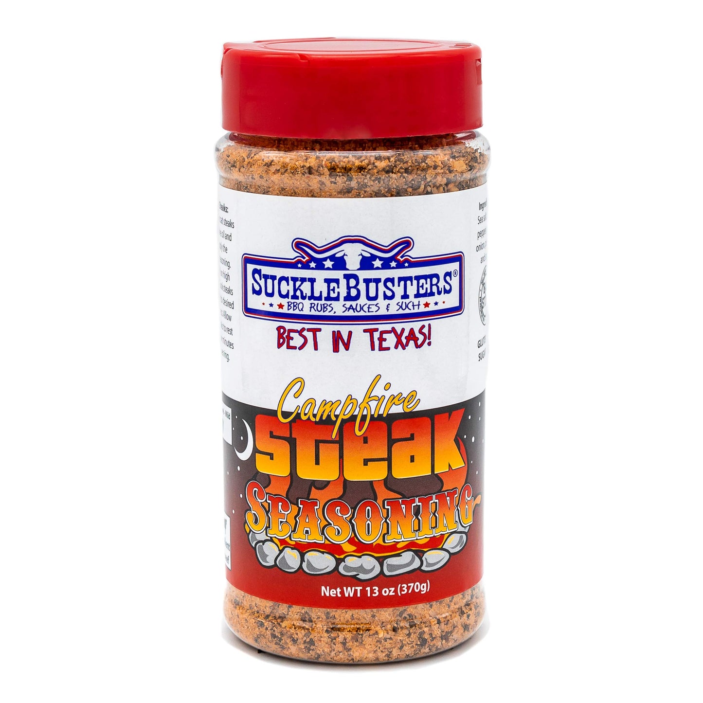Sucklebusters Campfire Steak Seasoning: Sugar-Free, Salt, Pepper & Garlic For Steak, Hamburgers, Briskets, Gluten-Free, No Msg S
