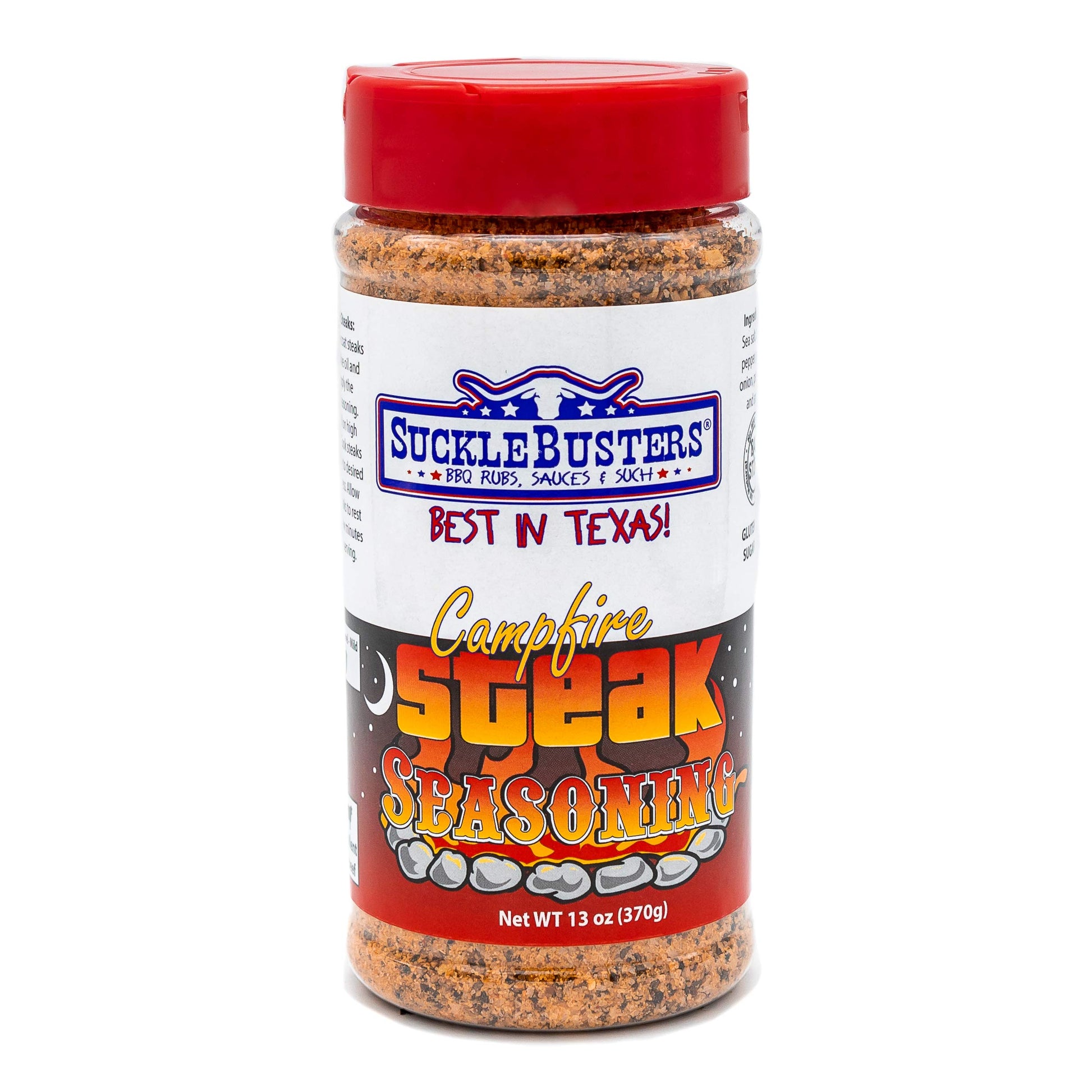 Sucklebusters Campfire Steak Seasoning: Sugar-Free, Salt, Pepper & Garlic For Steak, Hamburgers, Briskets, Gluten-Free, No Msg S