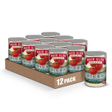Muir Glen Organic Diced Canned Tomatoes, No Salt Added, 14.5 Oz. (Pack Of 12)