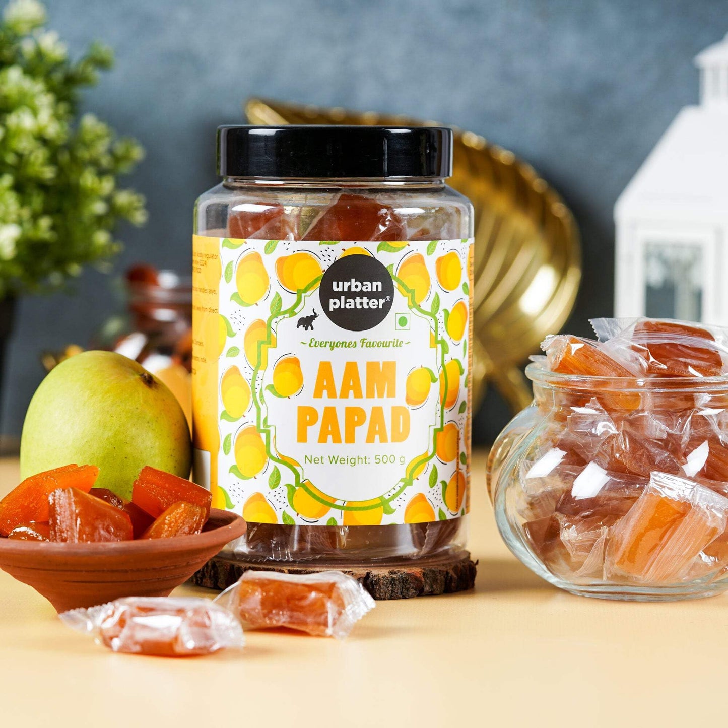 Urban Platter Aam Papad | 17.64 Oz (500G) | Indian Mango Fruit Leather | Sweet & Tangy Snack | Made From Real Mango Pulp | Soft, Chewy & Delicious Candy | Vegan & Preservative-Free