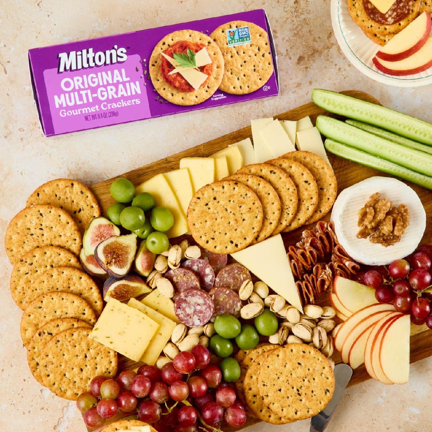 Miltons Gourmet Crackers (Multi-Grain). Multi Pack of Multi-Grain Non-GMO Baked Crackers (Pack of 4, 8.3 oz box).