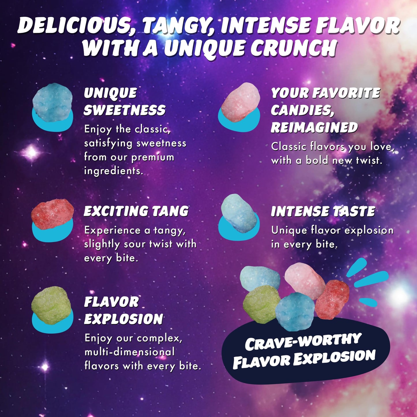 Jolly Craters Freeze Dried Candy, Crunchy Frozen Freeze Dry Candy Bag, Individual Pack For Mix-In Snacks, Gluten-Free, Made In U