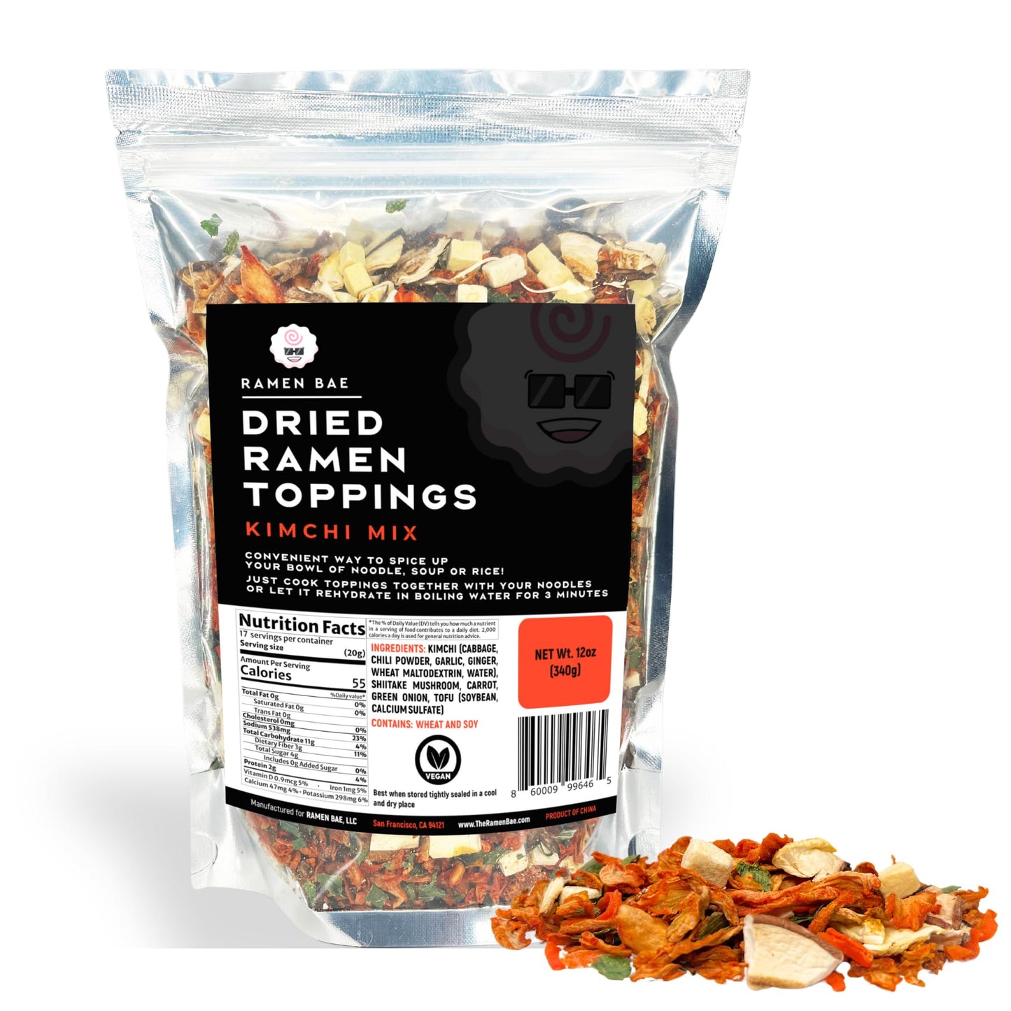 Ramen Bae Kimchi Mix Dried Ramen Toppings 12oz Pack