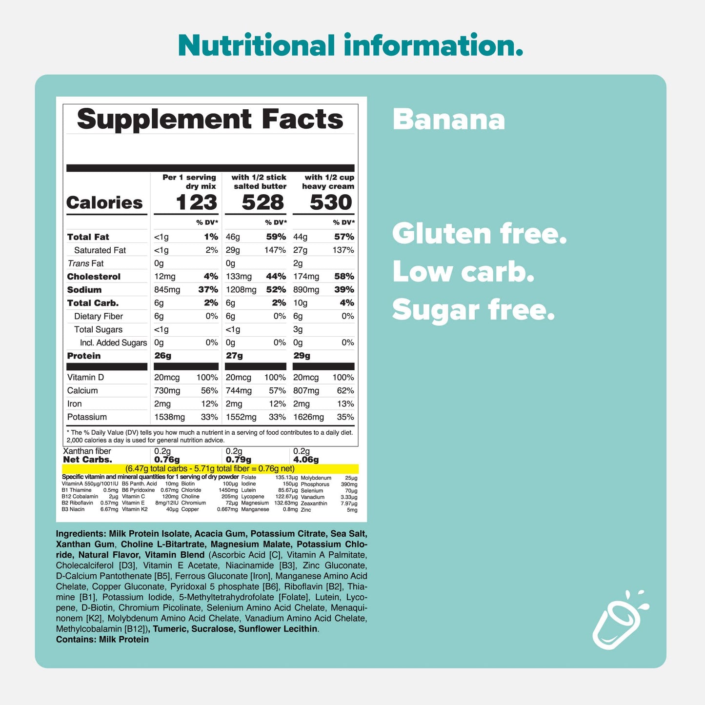 Keto Chow Keto Meal Replacement Shake, Low Carb, 33 Ounce Bulk Pack, Delicious Banana Flavor