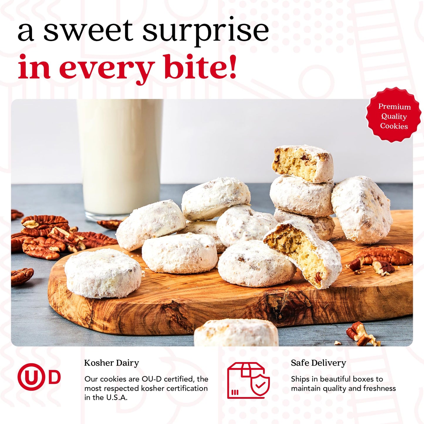 Davids Cookies Gourmet Butter Pecan Meltaway Round Tin with Crunchy Pecans and Powdered Sugar, All-Natural Ingredients, Kosher,